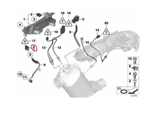 13628507634 BMW F10 N47N Eksoz Basınç Sensörü yeni 8507634