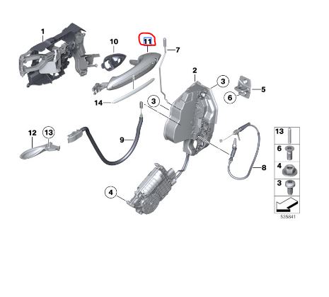 51217249975 BMW F10 Kapı Kolu Sol Ön yeni 7249975