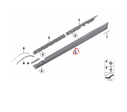 51777262664 BMW F10 Marşpiyel Kaplaması yeni 7262664